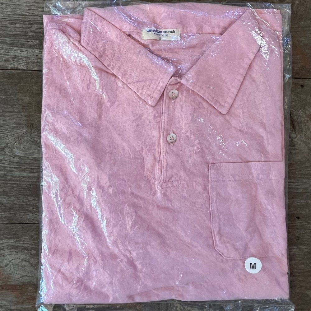 AMERICAN TRENCH Men's Short Sleeve Polo Shirt size M in Pink BRAND NEW